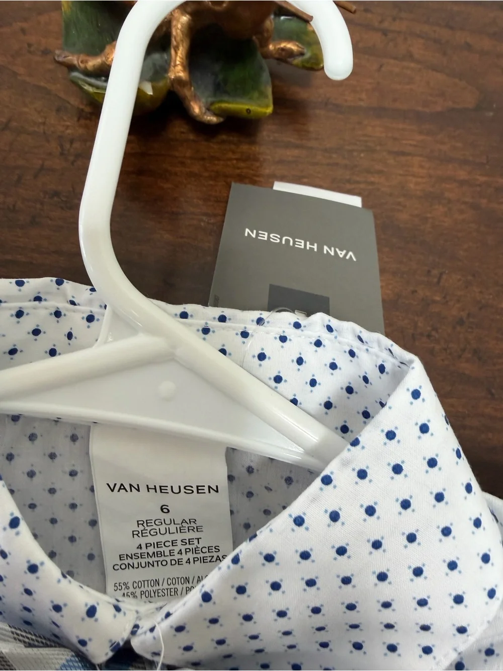 Boy’s Van Huesen4 Pc Set With Navy Pants ( With Elastic band) Shirt Tie And Vest